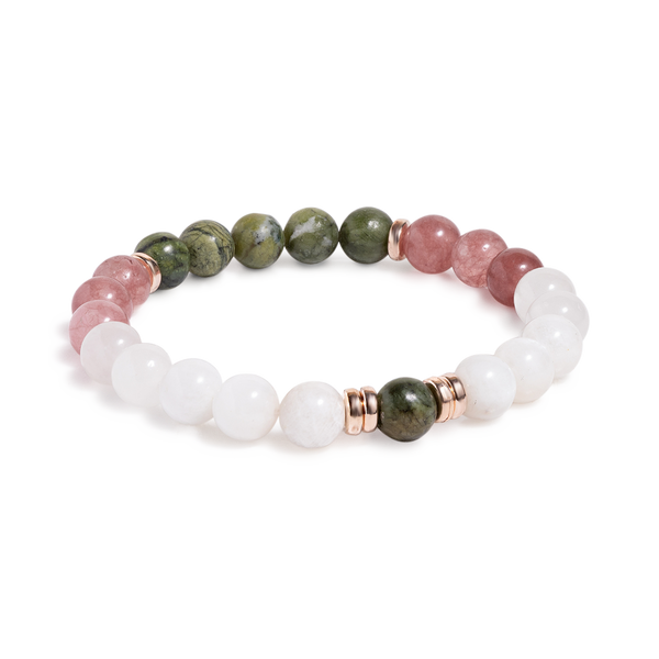 Strawberry Quartz & Serpentine 'Gentle Heart' Bracelet