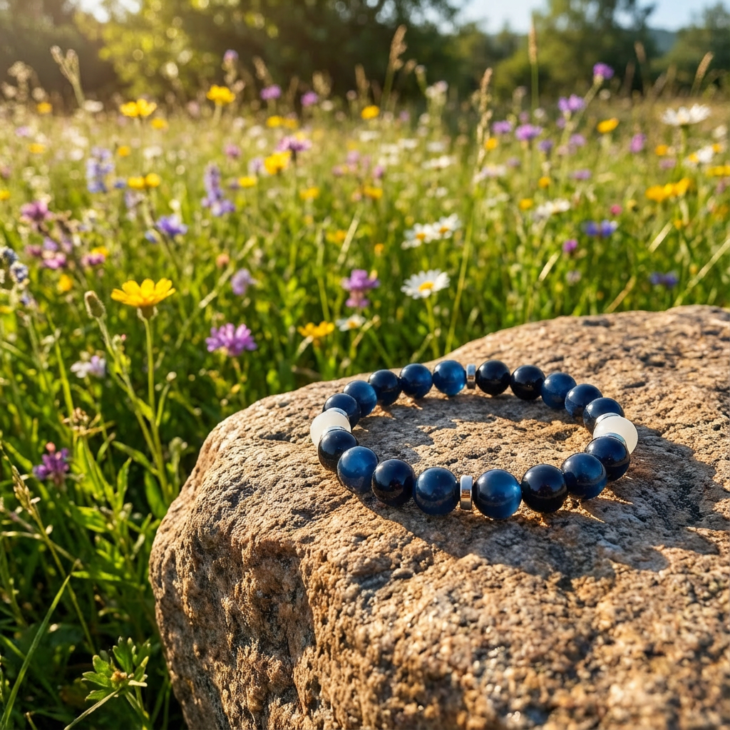 Blue Tiger's Eye & White Jade 'Brilliance' Bracelet