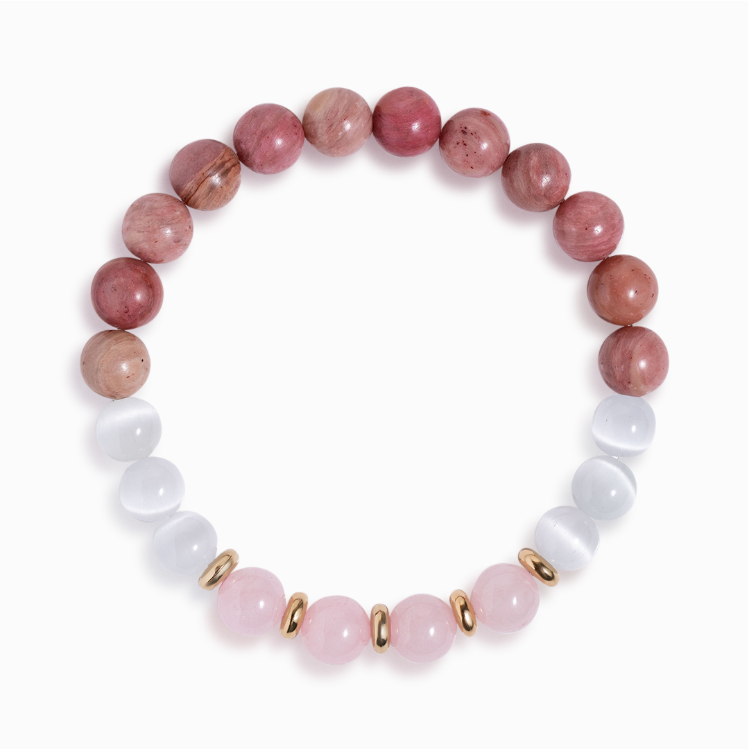 Rose Quartz & Selenite 'Pure Heart' Bracelet