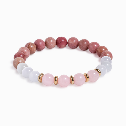 Rose Quartz & Selenite 'Pure Heart' Bracelet