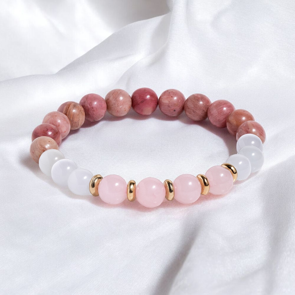 Rose Quartz & Selenite 'Pure Heart' Bracelet