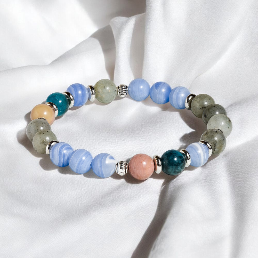 Blue Lace Agate & Labradorite 'Happy Aura' Bracelet