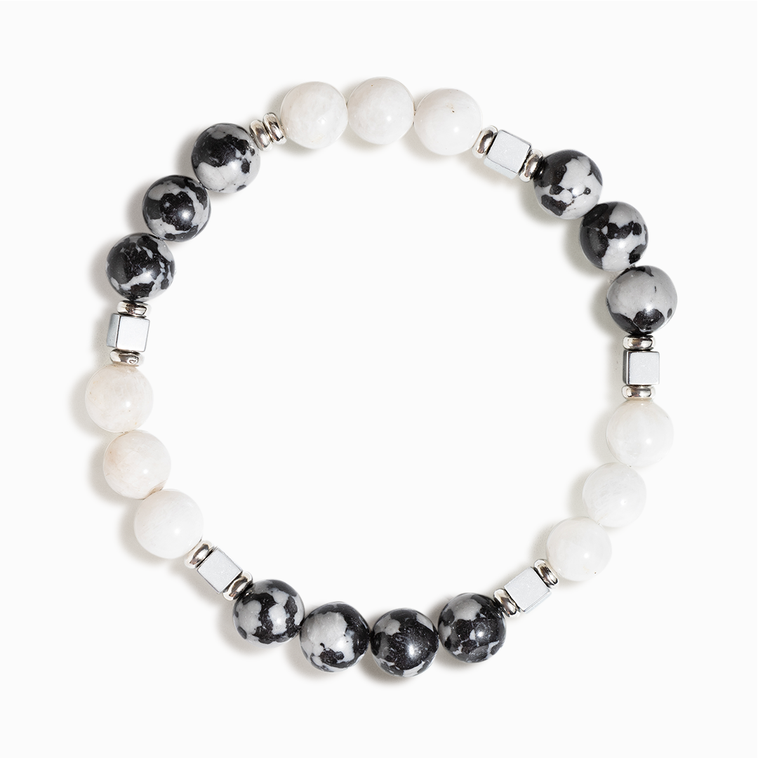 Snowflake Obsidian & Moonstone 'Positivity' Bracelet