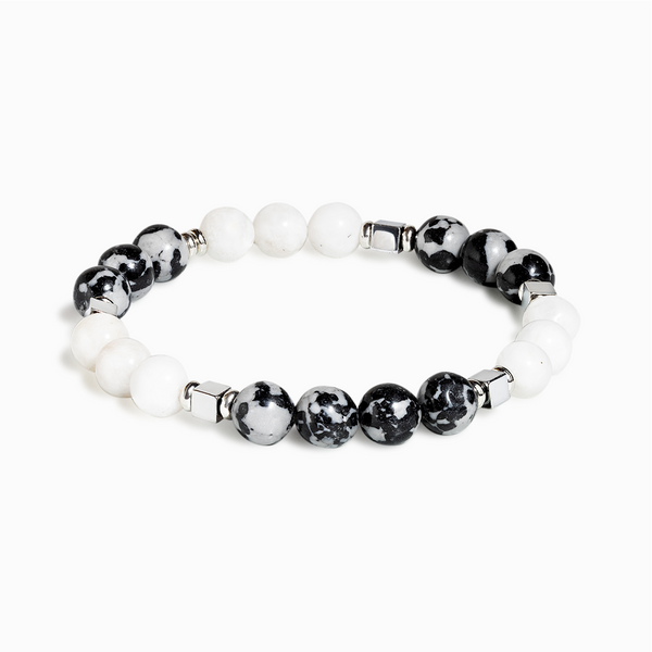 Snowflake Obsidian & Moonstone 'Positivity' Bracelet