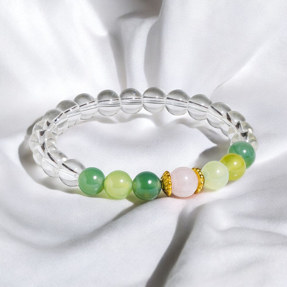 Rose Quartz & Green Grape Agate 'Graceful' Bracelet