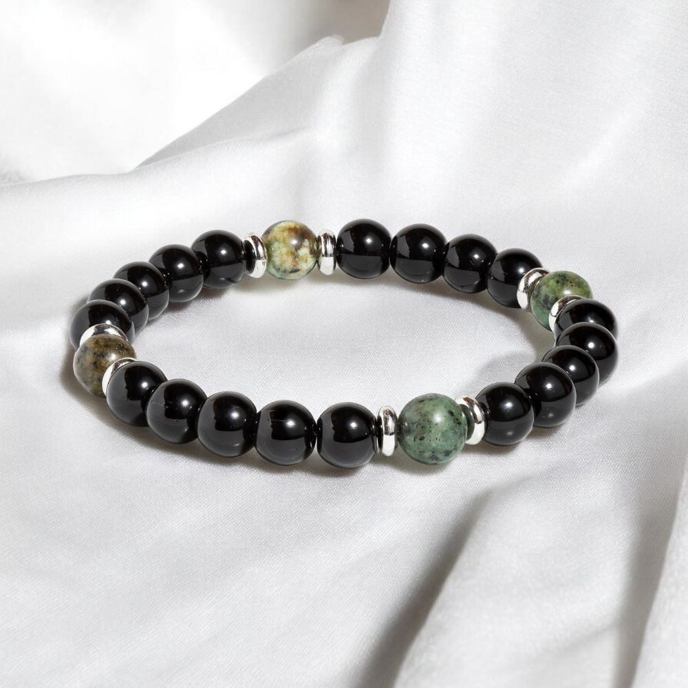 Obsidian & African Turquoise 'Guided Strength' Bracelet