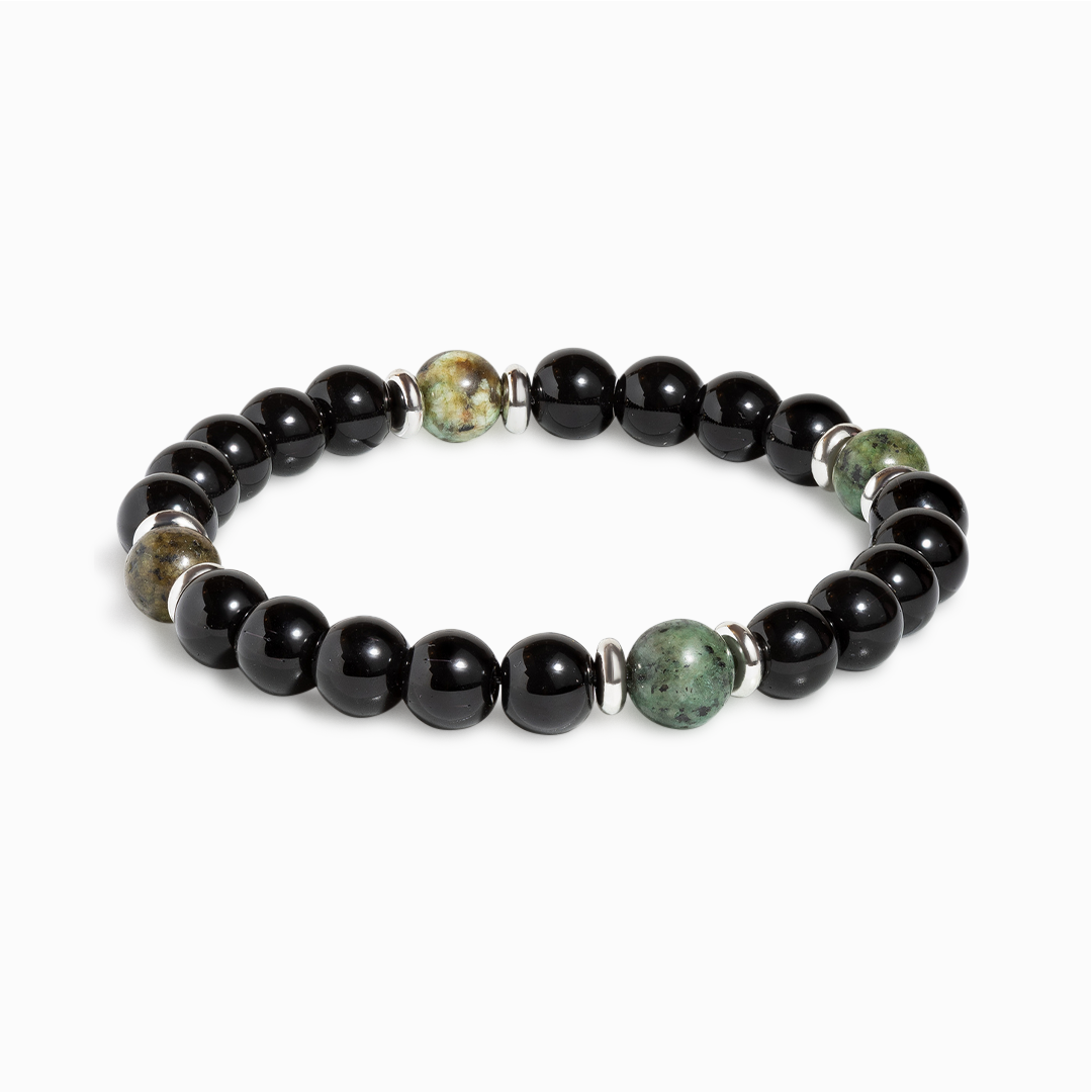 Obsidian & African Turquoise 'Guided Strength' Bracelet