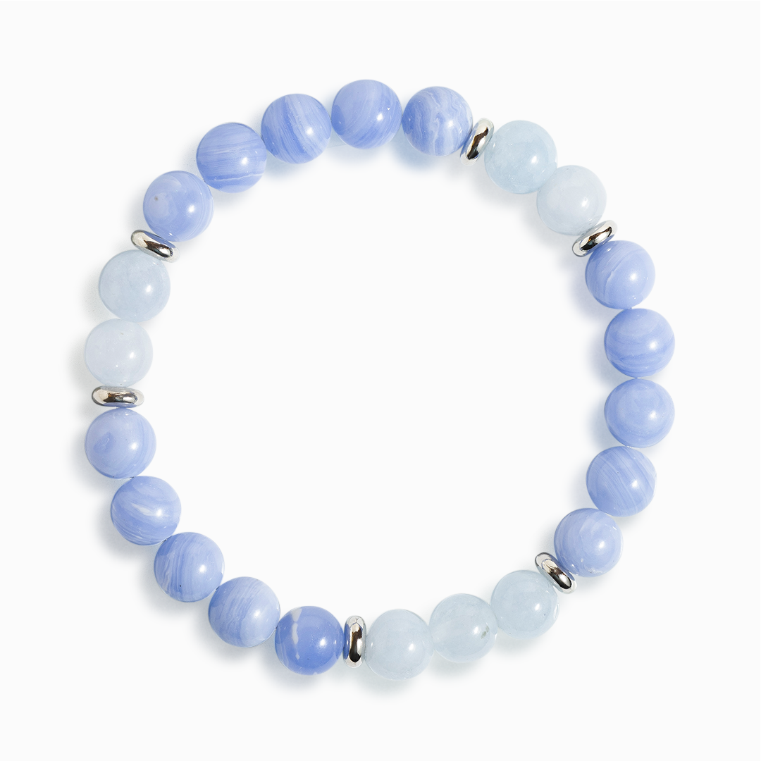 Blue Lace Agate & Aquamarine 'Whispering Waves' Bracelet