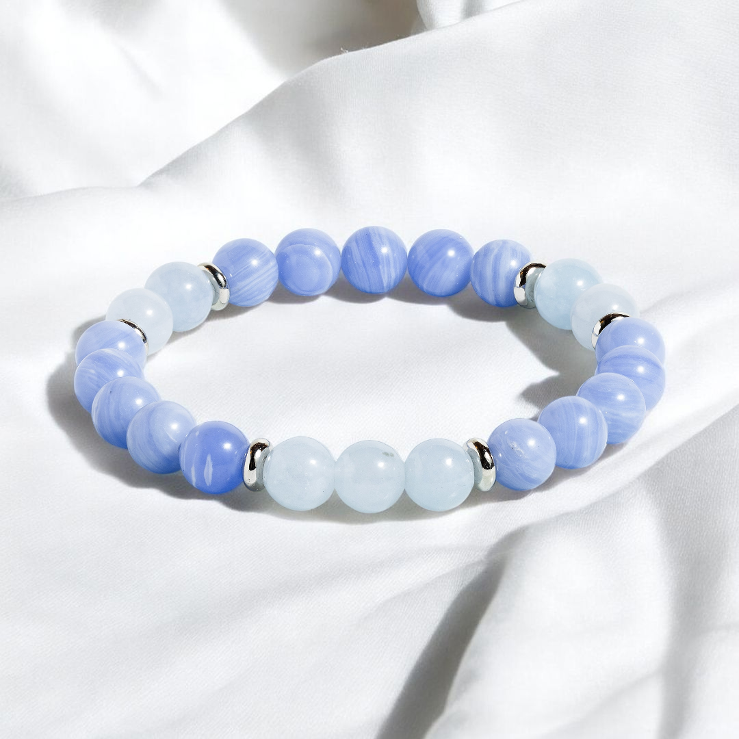 Blue Lace Agate & Aquamarine 'Whispering Waves' Bracelet