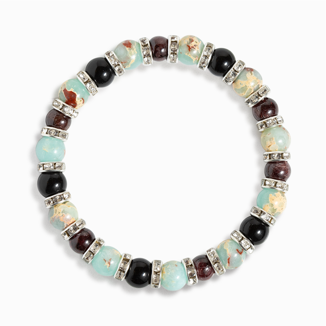 Obsidian & Aqua Terra Jasper 'Steadfast Heart' Bracelet