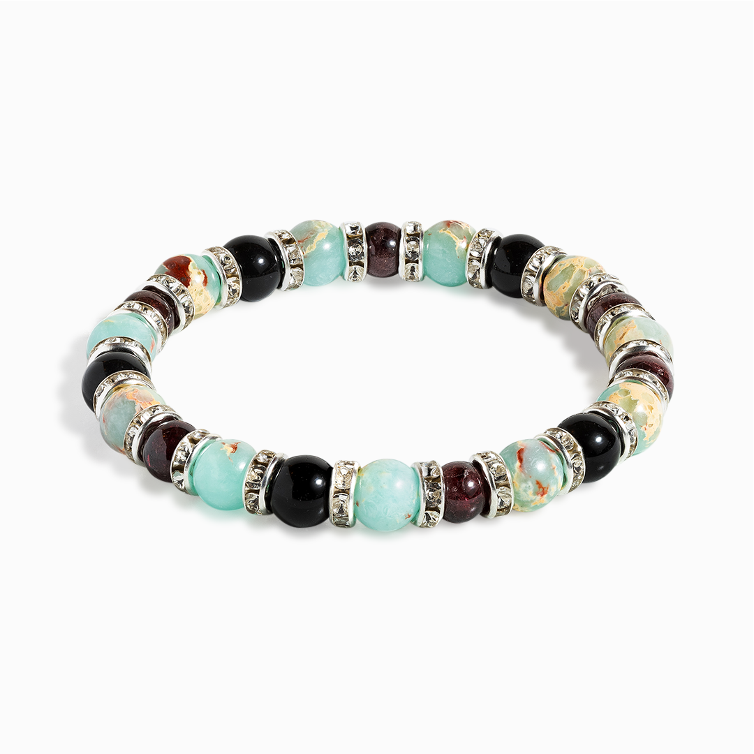 Obsidian & Aqua Terra Jasper 'Steadfast Heart' Bracelet