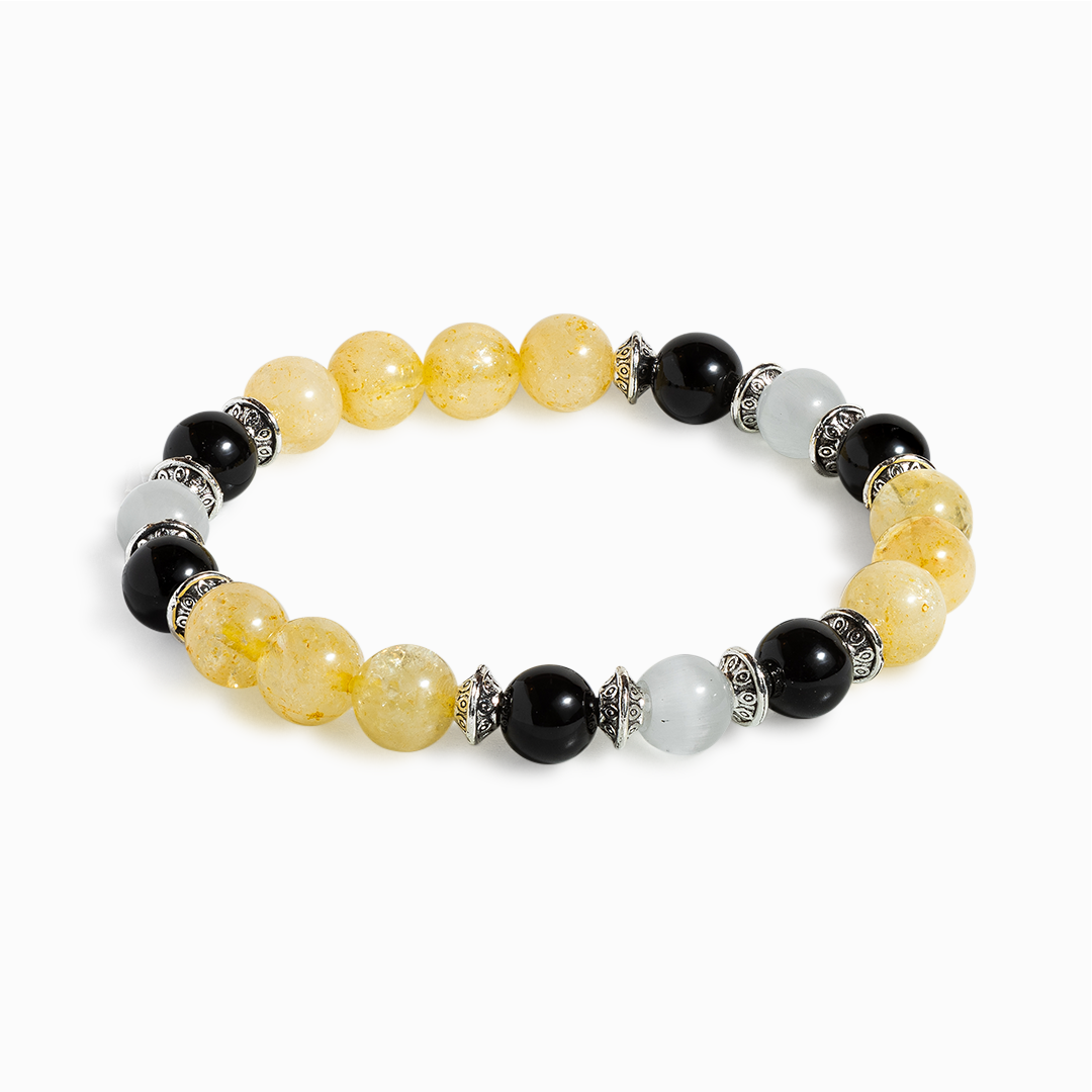 Obsidian & Citrine 'Radiant Shield' Bracelet