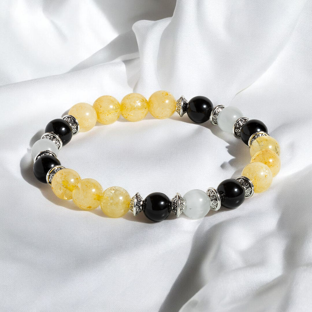 Obsidian & Citrine 'Radiant Shield' Bracelet