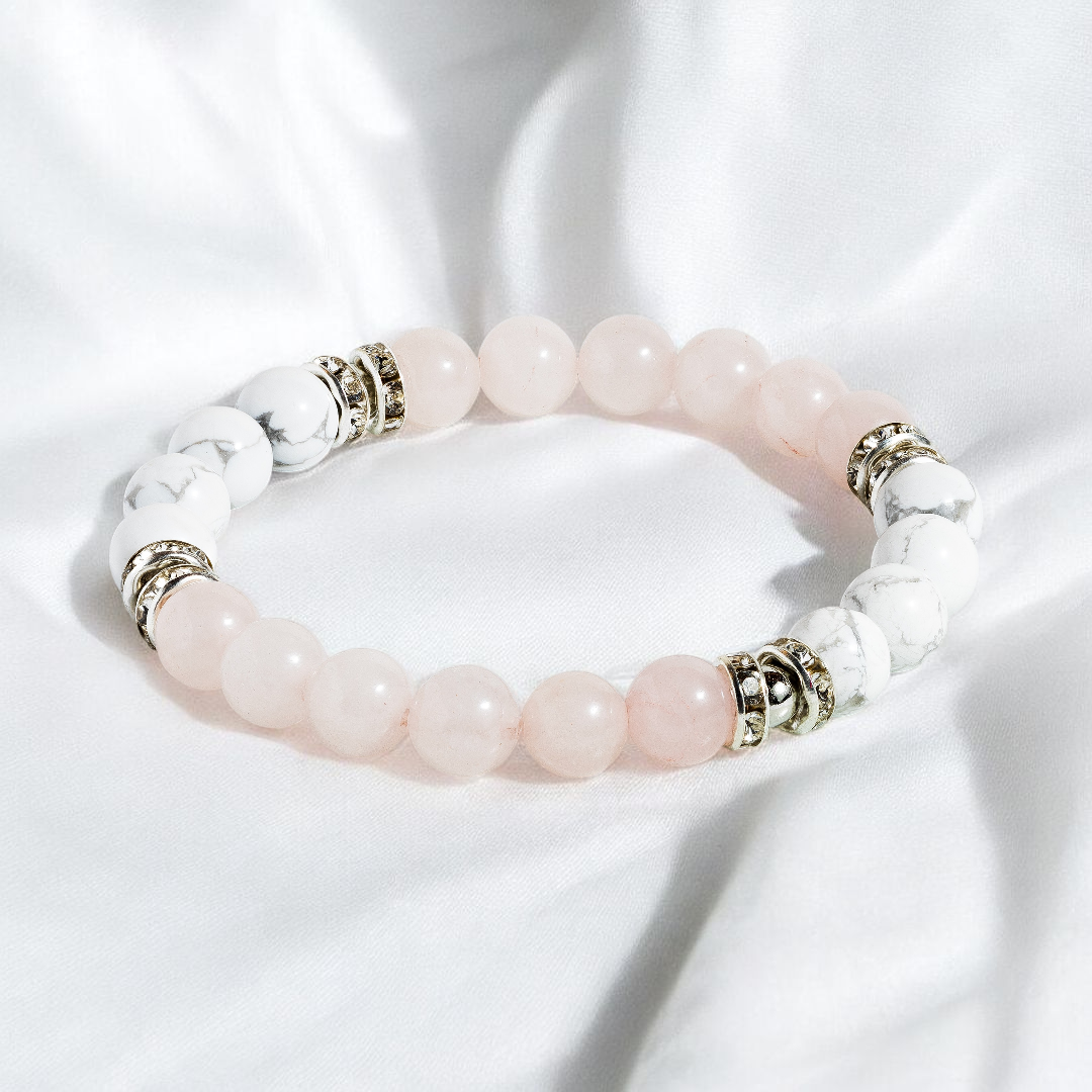 Rose Quartz & Howlite 'Balanced Hearts' Bracelet