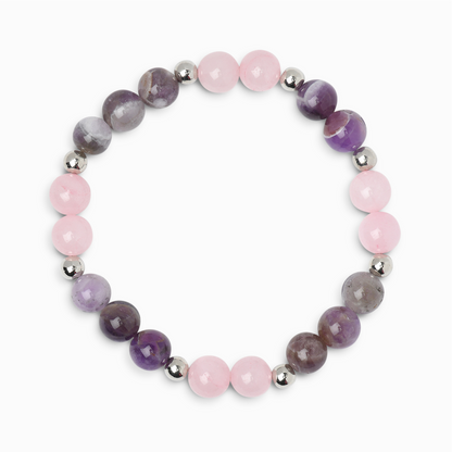 Chevron Amethyst & Rose Quartz 'Peaceful Bloom' Bracelet