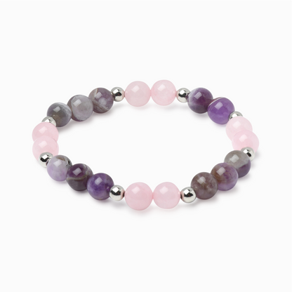 Chevron Amethyst & Rose Quartz 'Peaceful Bloom' Bracelet