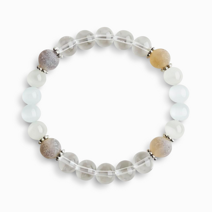 Clear Quartz & Druzy Agate 'Illuminated Calm' Bracelet