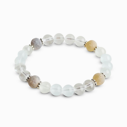 Clear Quartz & Druzy Agate 'Illuminated Calm' Bracelet