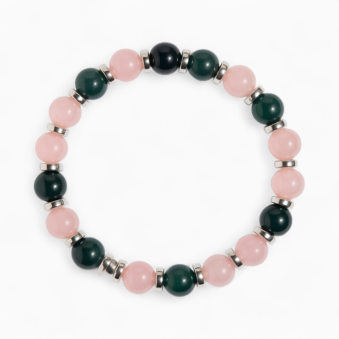 Rose Quartz & Moss Agate 'Peaceful Unity' Bracelet