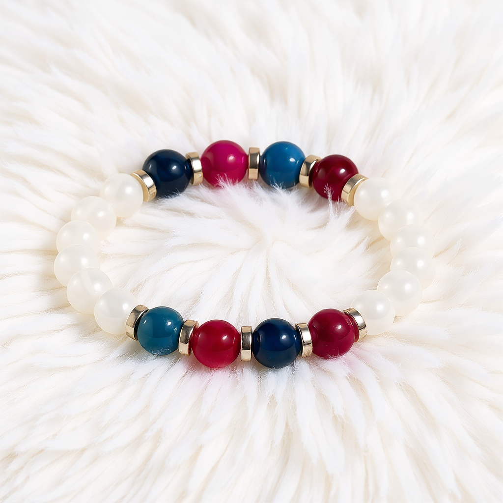 Blue Tiger's Eye & White Jade 'Steadfast Focus' Bracelet