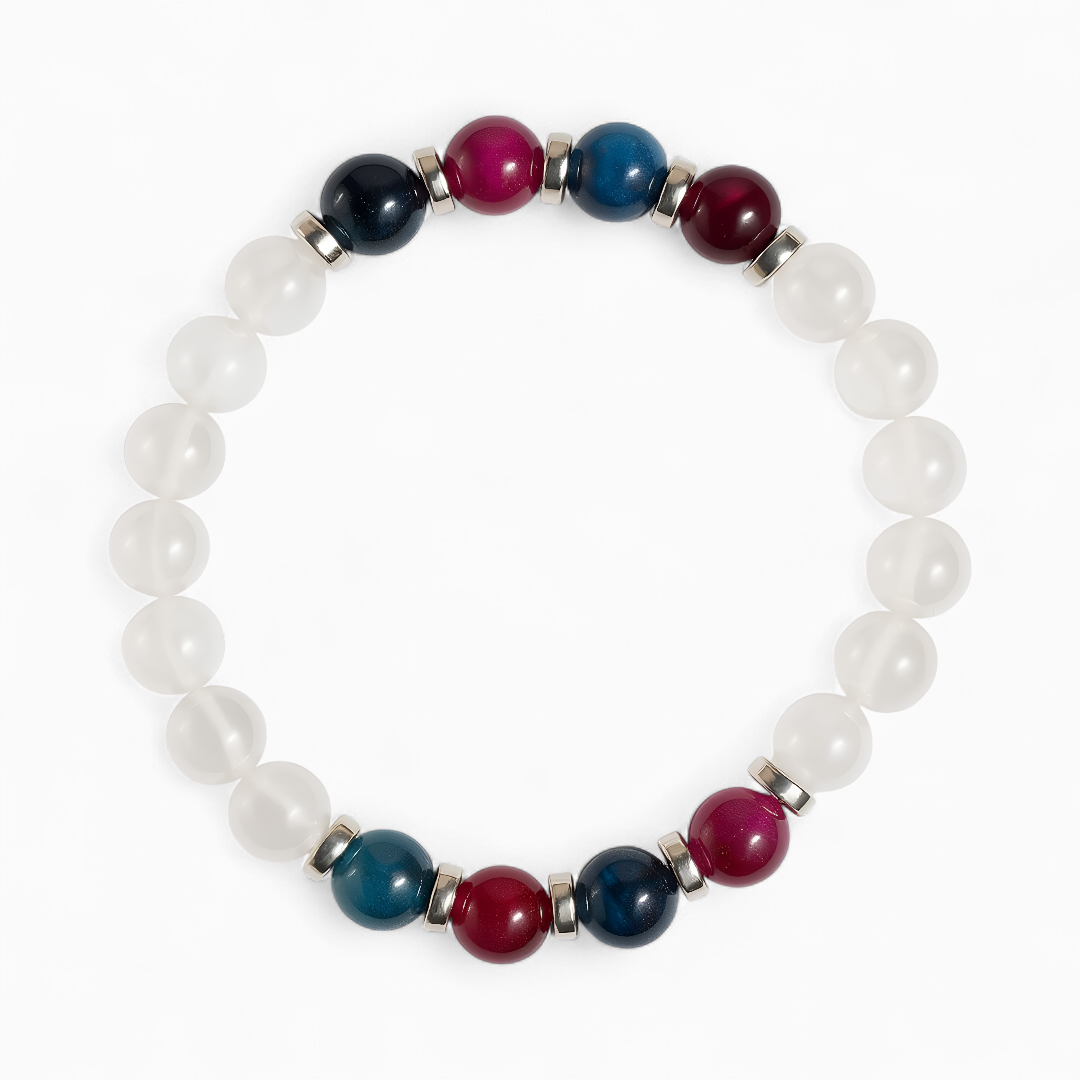 Blue Tiger's Eye & White Jade 'Steadfast Focus' Bracelet
