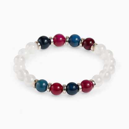 Blue Tiger's Eye & White Jade 'Steadfast Focus' Bracelet