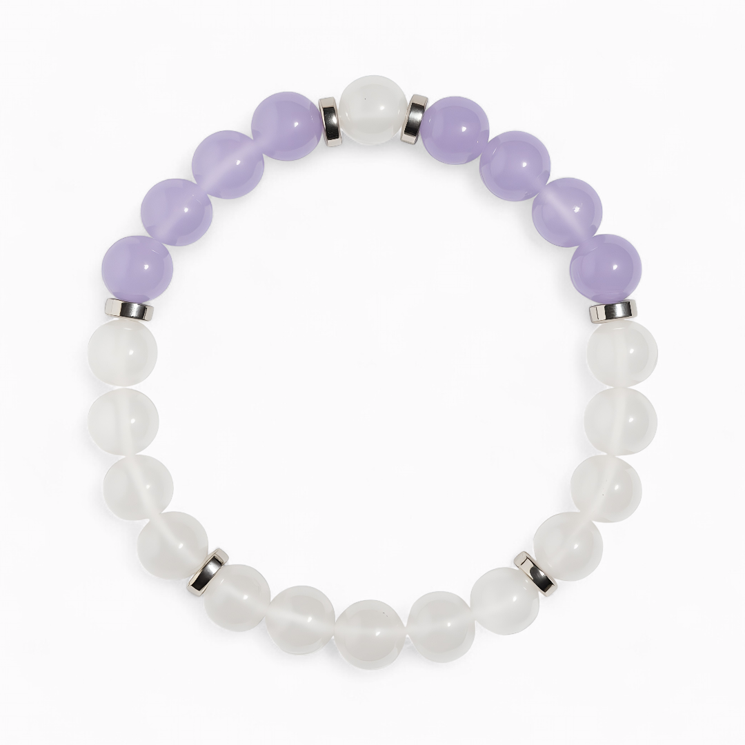 Violet Chalcedony & White Jade 'Peaceful Mind' Bracelet