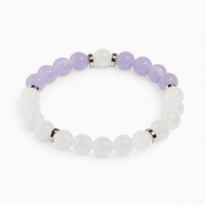 Violet Chalcedony & White Jade 'Peaceful Mind' Bracelet