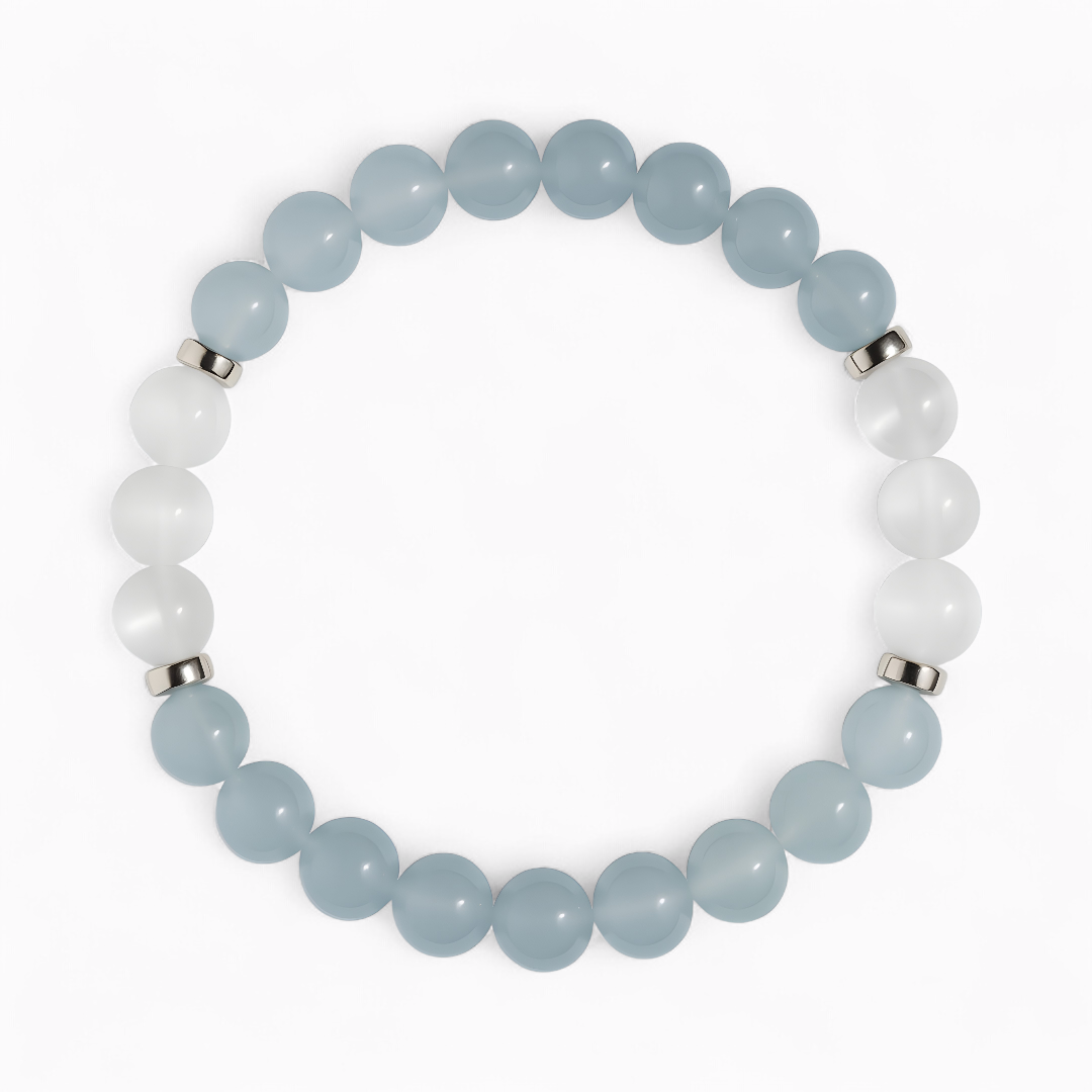 Blue Chalcedony & Selenite 'Tranquil Light' Bracelet