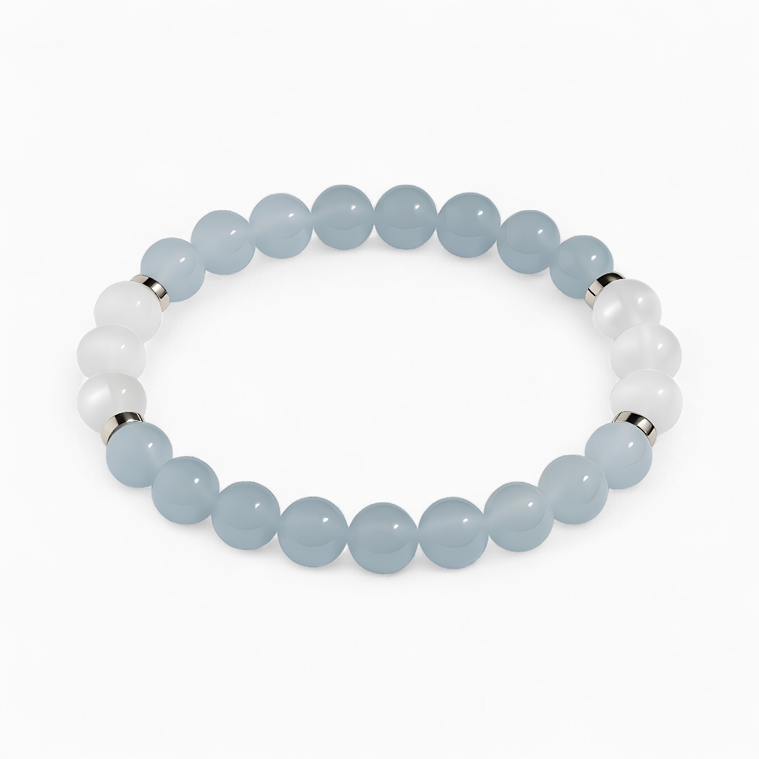 Blue Chalcedony & Selenite 'Tranquil Light' Bracelet