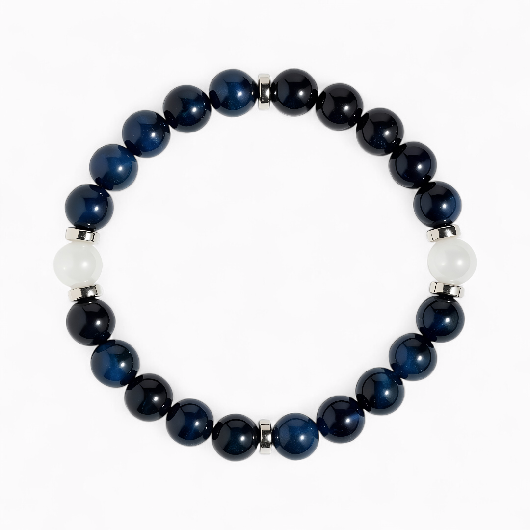 Blue Tiger's Eye & White Jade 'Brilliance' Bracelet