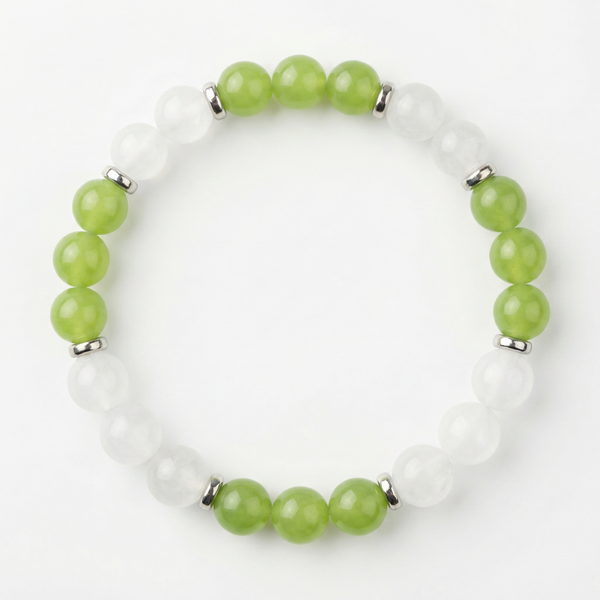 White Jade & Green Chalcedony 'Soft Balance' Bracelet