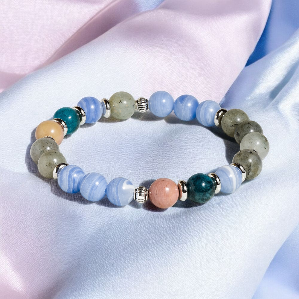 Blue Lace Agate & Labradorite 'Happy Aura' Bracelet