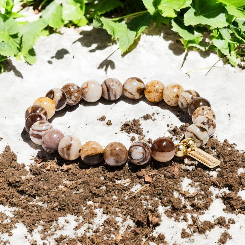 Bamboo Leaf Agate 'Earthen Harmony' Bracelet