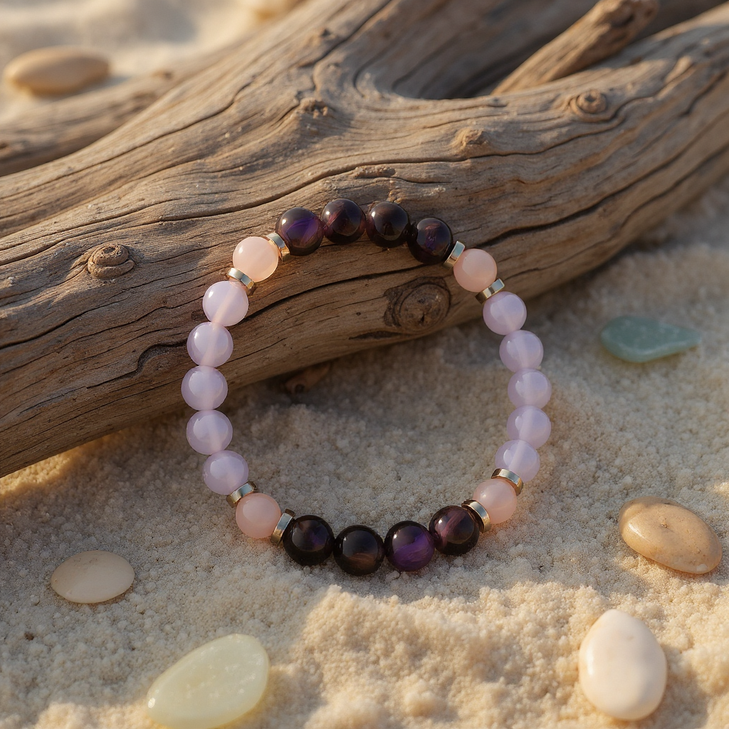 Rose Quartz & Purple Tiger's Eye 'Inspire' Bracelet