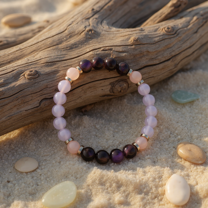 Rose Quartz & Purple Tiger's Eye 'Inspire' Bracelet