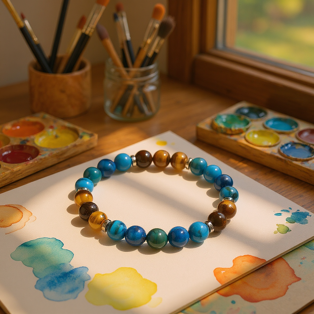 Royal Blue Tiger's Eye & Tiger's Eye 'Purpose' Bracelet