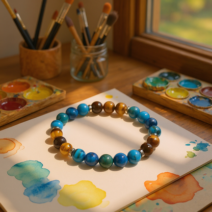 Royal Blue Tiger's Eye & Tiger's Eye 'Purpose' Bracelet