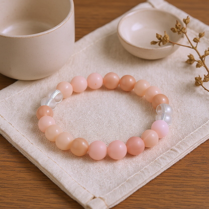 Clear Quartz & Rose Quartz 'Heartfelt Clarity' Bracelet