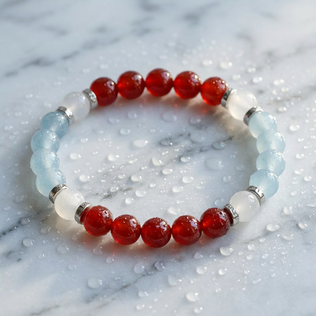 Red Agate & White Jade 'Confident Calm' Bracelet