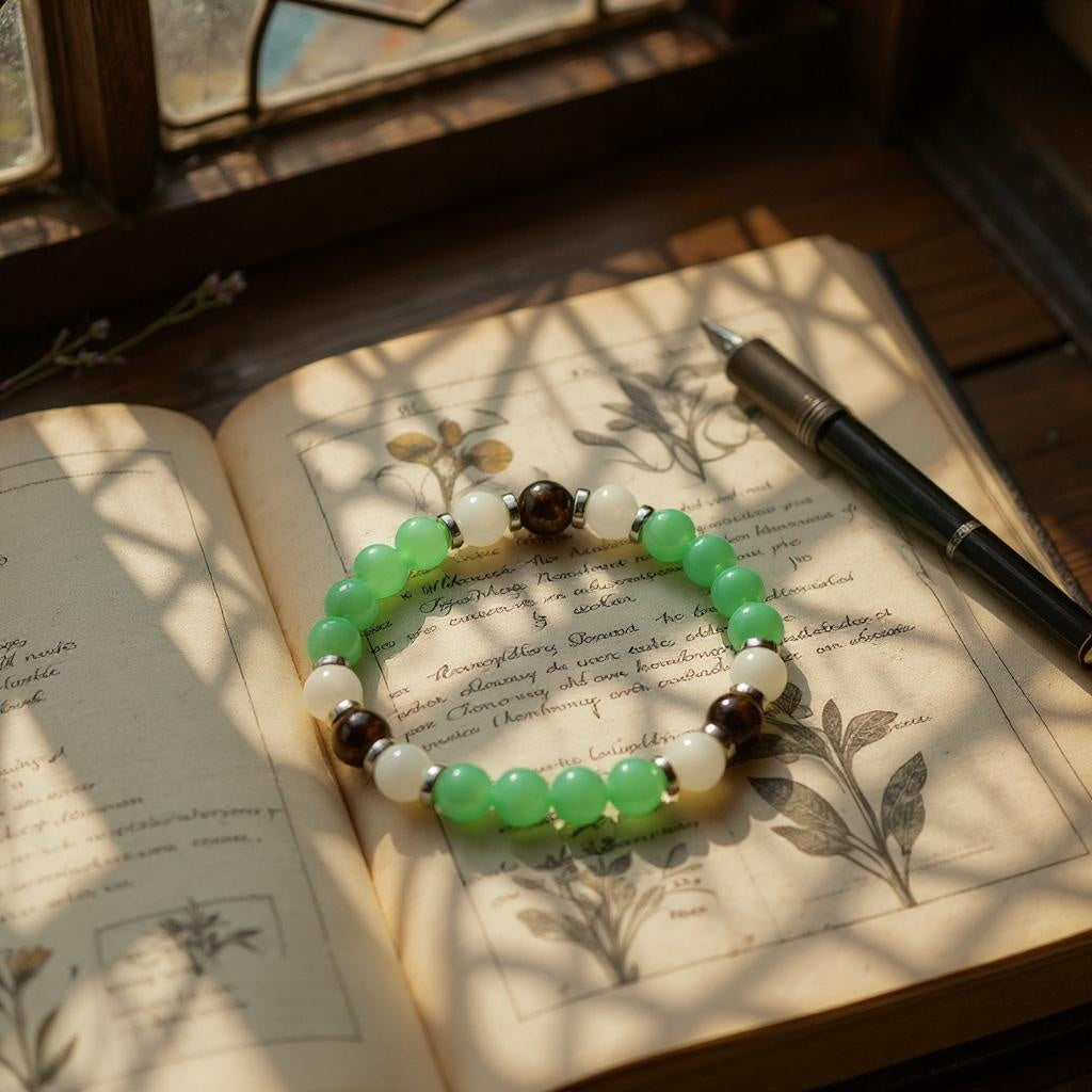 White Jade & Green Aventurine 'Renewal' Bracelet