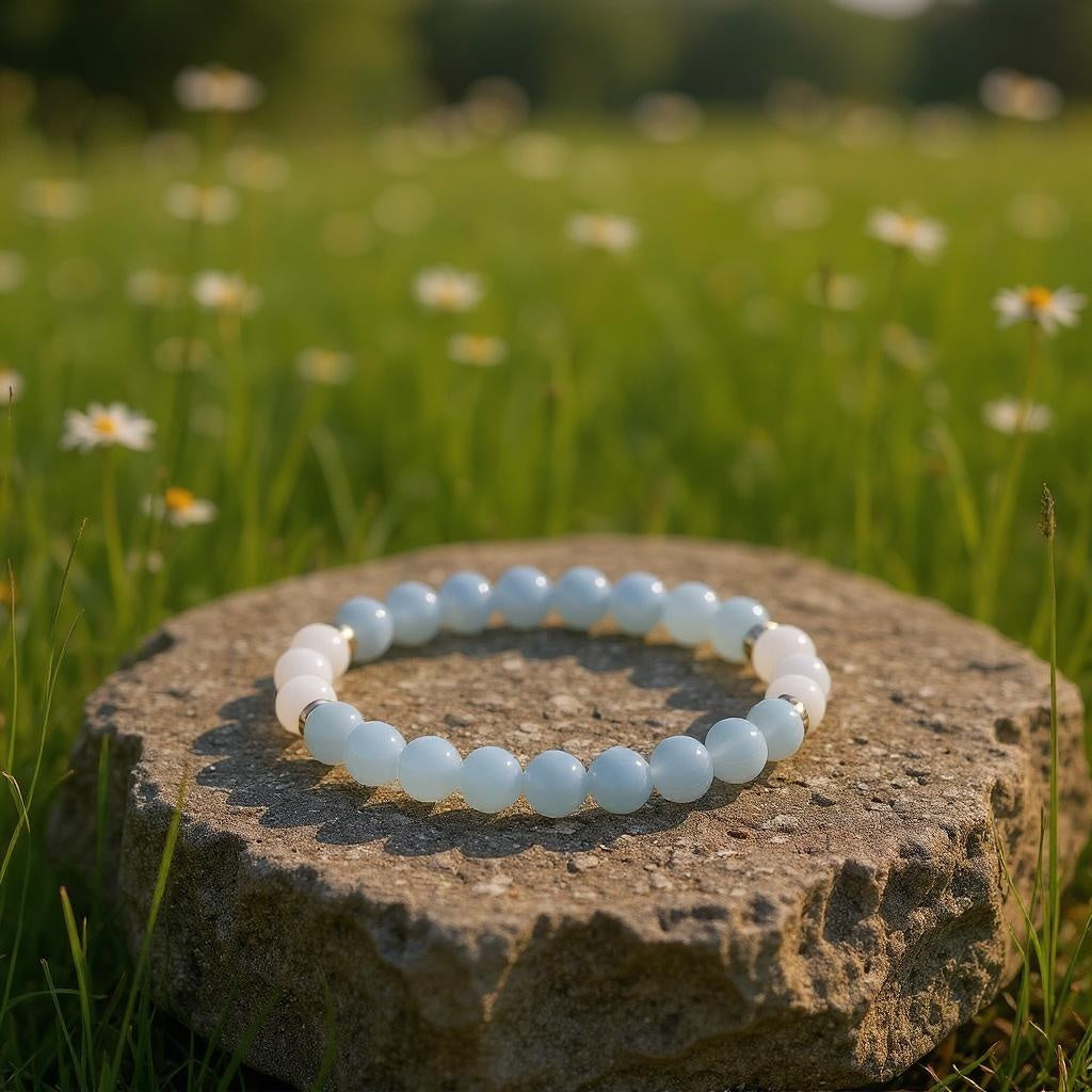 Blue Chalcedony & Selenite 'Tranquil Light' Bracelet