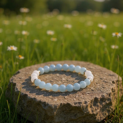 Blue Chalcedony & Selenite 'Tranquil Light' Bracelet