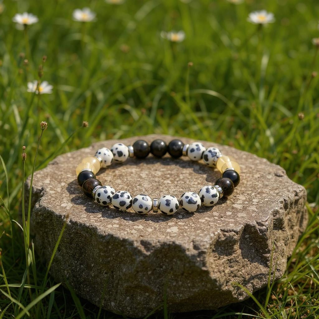 Citrine & Dalmatian Jasper 'Upbeat Focus' Bracelet