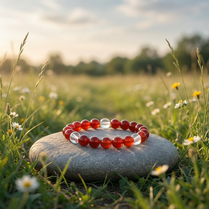 Clear Quartz & Red Agate 'Vitality' Bracelet
