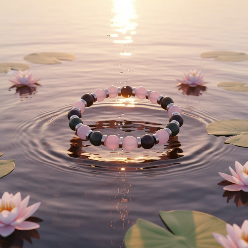 Rose Quartz & Moss Agate 'Peaceful Unity' Bracelet – Evolve Mala