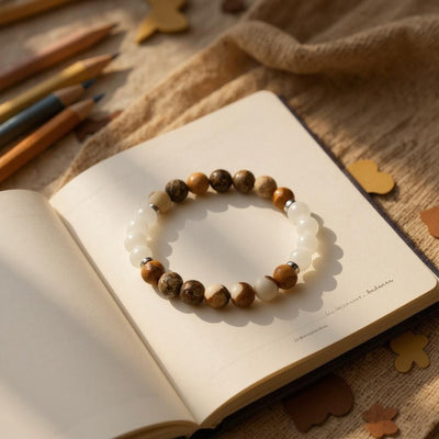 Picture Jasper & White Jade 'Steady Nerve' Bracelet