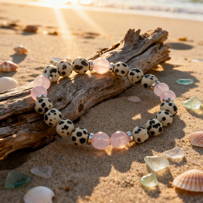 Dalmatian Jasper & Rose Quartz 'Playful Calm' Bracelet