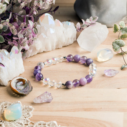 Amethyst & Angel Aura Quartz 'Enlightenment' Bracelet