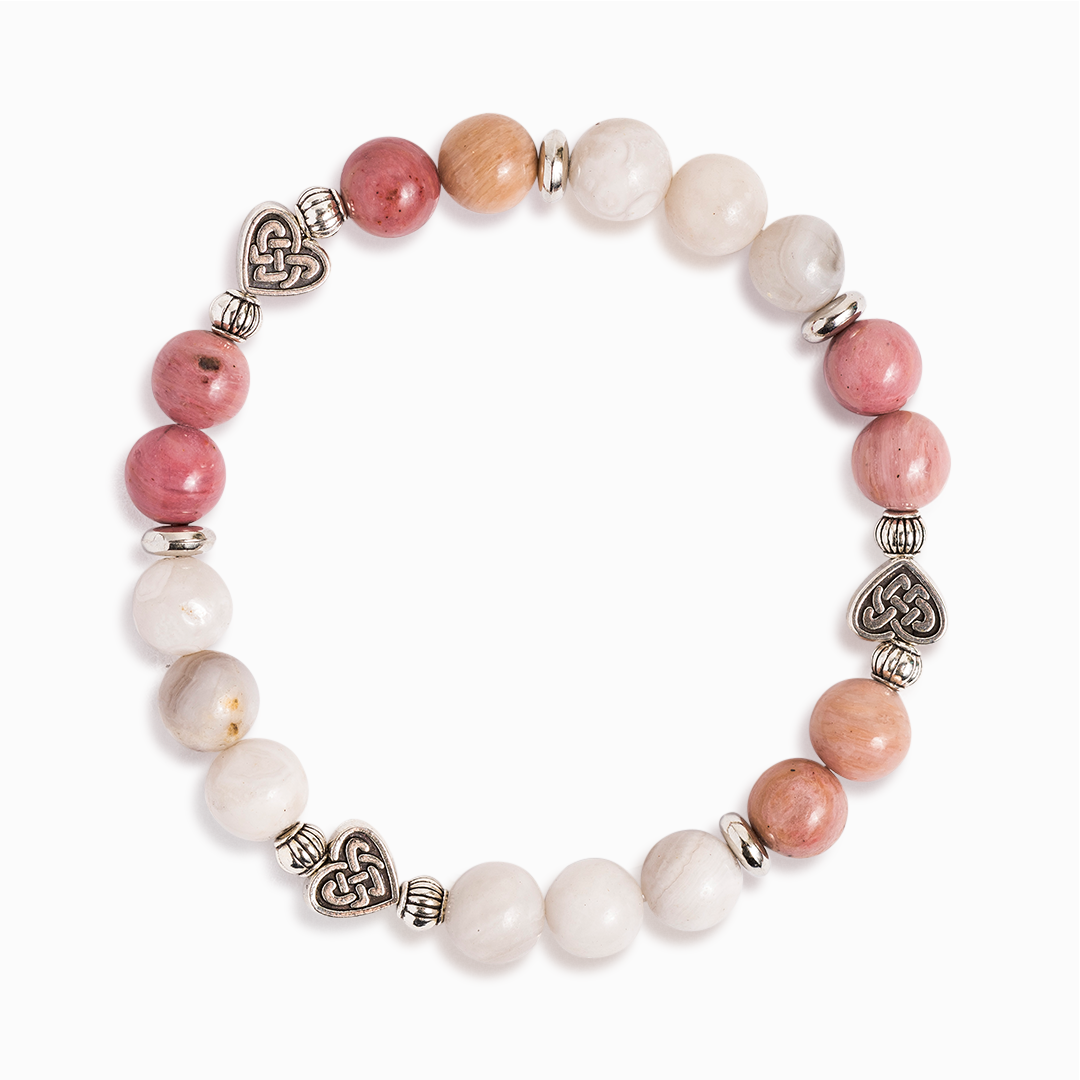 Rhodonite & Moonstone 'Sweetheart' Bracelet